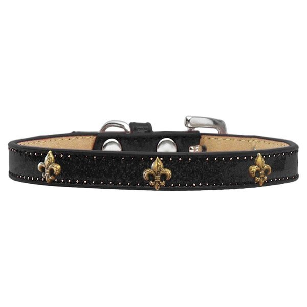 Bronze Fleur De Lis Widget Dog CollarBlack Ice Cream Size 14, Mirage Pet Products, Mfr#: 633-16 BK14